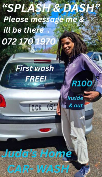 Juda's "Splash & Dash " Car and window washing service and gutter cleaning, logo